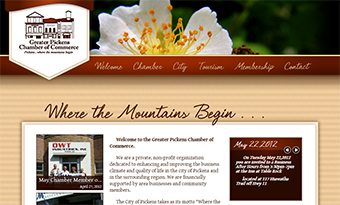 Screenshot of the Greater Pickens Chamber of Commerce website